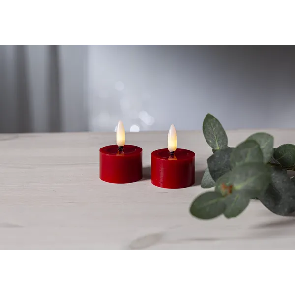 Zestaw 2x świeca LED woskowa Tealight FLAMME FLOW Czerwona na baterie — zdjęcie 7