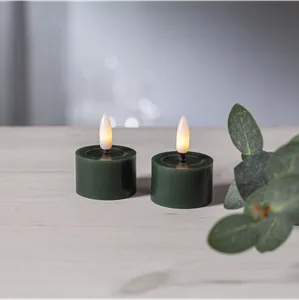 Zestaw 2x świeca LED woskowa Tealight FLAMME FLOW Zielona na baterie