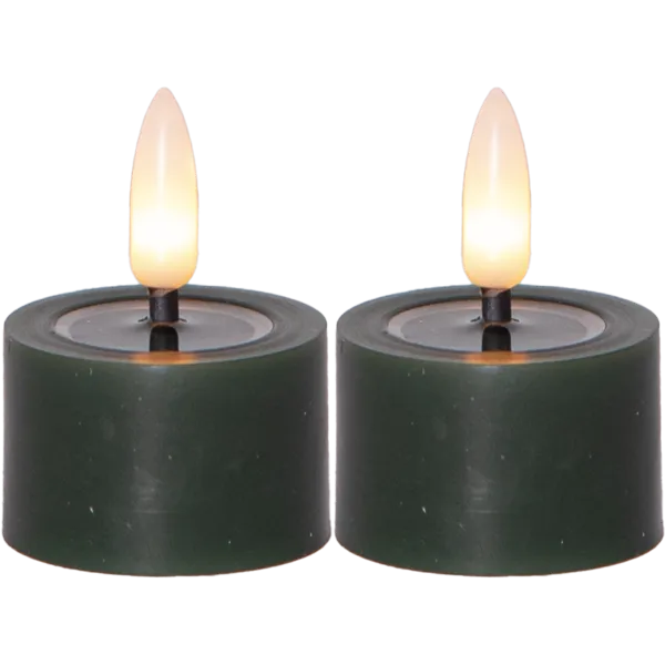 Zestaw 2x świeca LED woskowa Tealight FLAMME FLOW Zielona na baterie — zdjęcie 2