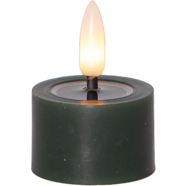 Zestaw 2x świeca LED woskowa Tealight FLAMME FLOW Zielona na baterie — zdjęcie 8