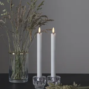 Zestaw 2x świeca LED woskowa obiadowa FLAMME ANTIQUE Biała 25cm