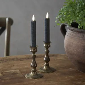 Zestaw 2x świeca LED woskowa obiadowa FLAMME ANTIQUE Czarna 15cm na baterie