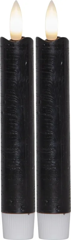 Zestaw 2x świeca LED woskowa obiadowa FLAMME ANTIQUE Czarna 15cm na baterie — zdjęcie 2