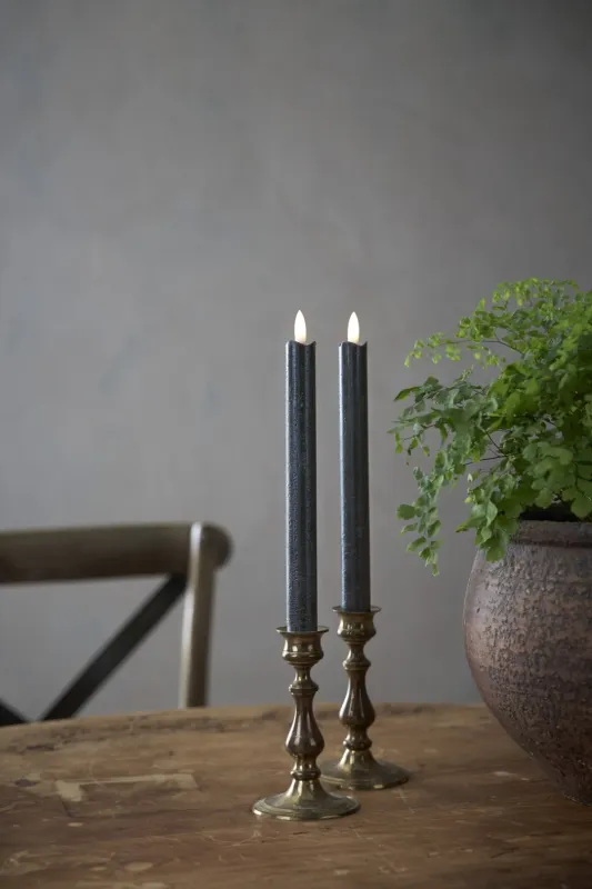 Zestaw 2x świeca LED woskowa obiadowa FLAMME ANTIQUE Czarna 25cm na baterie — zdjęcie 5