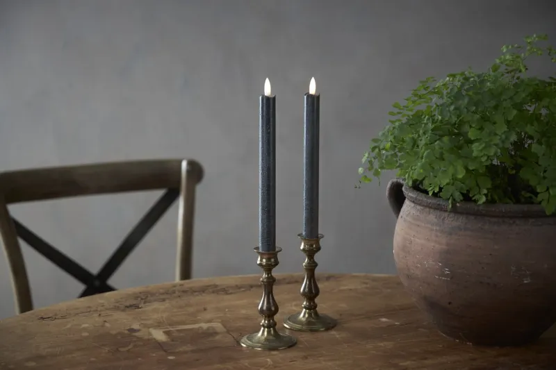 Zestaw 2x świeca LED woskowa obiadowa FLAMME ANTIQUE Czarna 25cm na baterie — zdjęcie 7