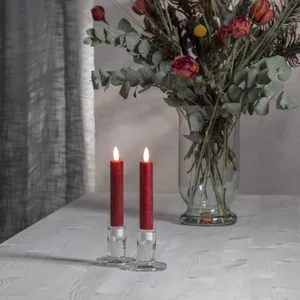 Zestaw 2x świeca LED woskowa obiadowa FLAMME ANTIQUE Czerwona 15cm