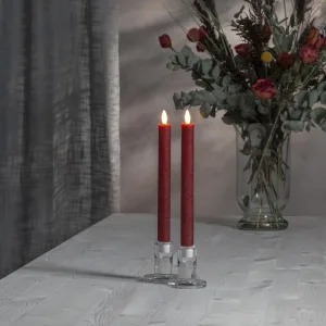 Zestaw 2x świeca LED woskowa obiadowa FLAMME ANTIQUE Czerwona 25cm
