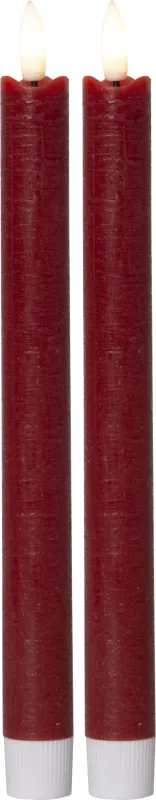 Zestaw 2x świeca LED woskowa obiadowa FLAMME ANTIQUE Czerwona 25cm — zdjęcie 2