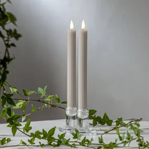 Zestaw 2x świeca LED woskowa obiadowa FLAMME STRIPE Beżowa 25cm na baterie
