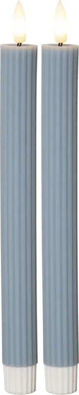 Zestaw 2x świeca LED woskowa obiadowa FLAMME STRIPE Niebieska 25cm na baterie — zdjęcie 2