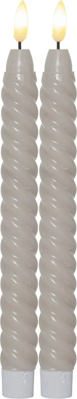 Zestaw 2x świeca LED woskowa obiadowa FLAMME SWIRL Beżowa 25cm — zdjęcie 2