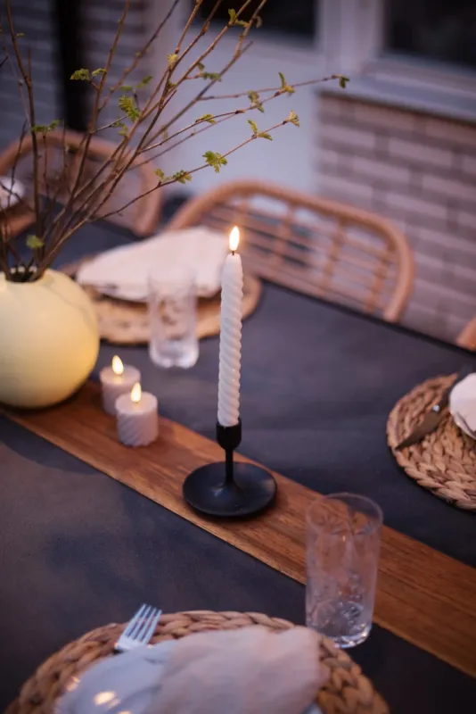 Zestaw 2x świeca LED woskowa obiadowa FLAMME SWIRL Beżowa 25cm — zdjęcie 7