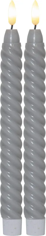 Zestaw 2x świeca LED woskowa obiadowa FLAMME SWIRL Szara 25cm — zdjęcie 2