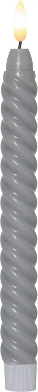 Zestaw 2x świeca LED woskowa obiadowa FLAMME SWIRL Szara 25cm — zdjęcie 6