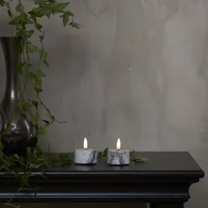Zestaw 2x świeca woskowa LED Tealight FLAMME MARBLE marmurowa 6cm na baterie