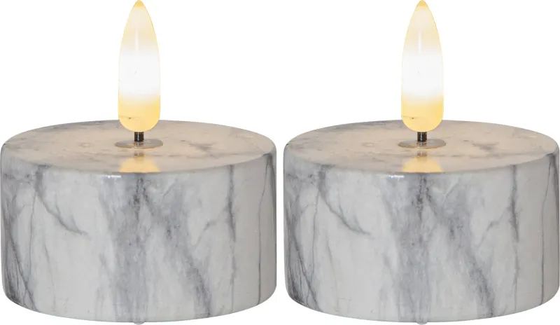 Zestaw 2x świeca woskowa LED Tealight FLAMME MARBLE marmurowa 6cm na baterie — zdjęcie 2