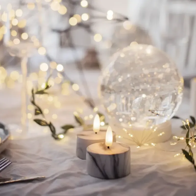 Zestaw 2x świeca woskowa LED Tealight FLAMME MARBLE marmurowa 6cm na baterie — zdjęcie 3