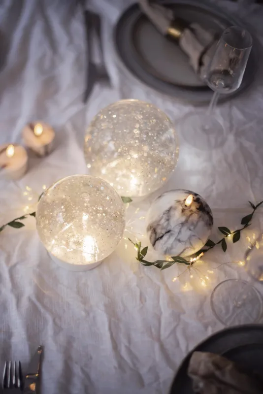 Zestaw 2x świeca woskowa LED Tealight FLAMME MARBLE marmurowa 6cm na baterie — zdjęcie 5