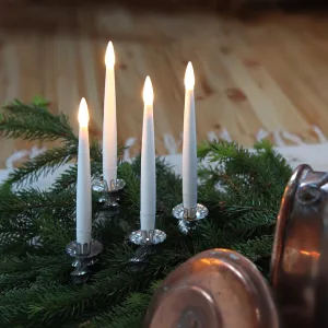 Zestaw 4x świeca LED obiadowa PAULINA Biała 15,5cm na baterie