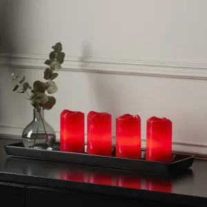 Zestaw 4x świeca LED woskowa ADVENT Czerwona 10cm z pilotem