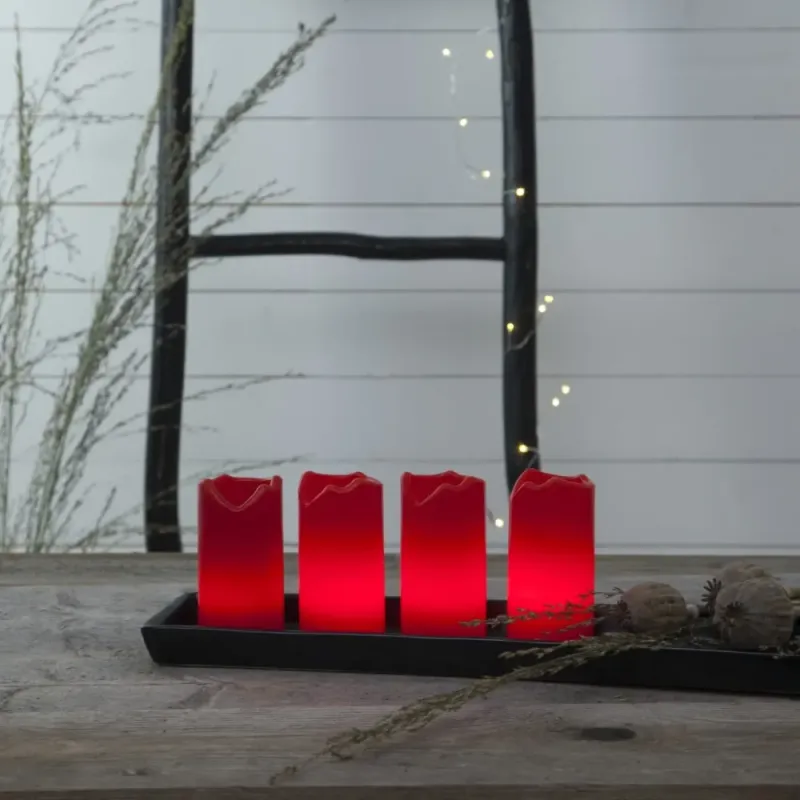 Zestaw 4x świeca LED woskowa ADVENT Czerwona 10cm z pilotem — zdjęcie 3