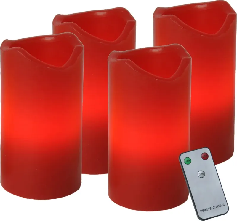 Zestaw 4x świeca LED woskowa ADVENT Czerwona 10cm z pilotem — zdjęcie 12