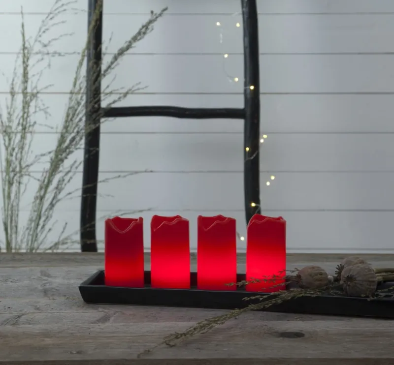 Zestaw 4x świeca LED woskowa ADVENT Czerwona 10cm z pilotem — zdjęcie 4
