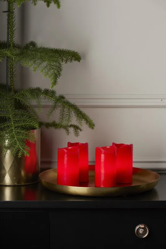 Zestaw 4x świeca LED woskowa ADVENT Czerwona 10cm z pilotem — zdjęcie 6