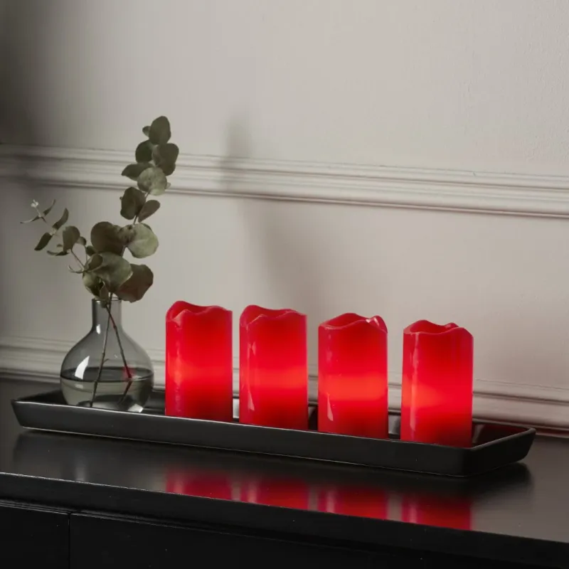 Zestaw 4x świeca LED woskowa ADVENT Czerwona 10cm z pilotem — zdjęcie 11