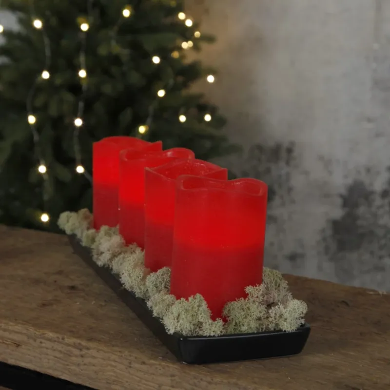Zestaw 4x świeca LED woskowa MAY Czerwona 12,5cm na baterie — zdjęcie 5