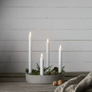 Zestaw 4x świeca LED woskowa obiadowa FLAMME CLASSIC Białe 16cm - 28cm