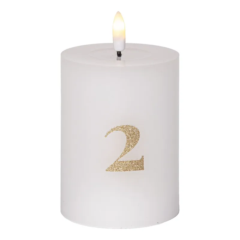 Zestaw 4x świeca woskowa LED filarowa FLAMME ADVENT 12,5cm z pilotem na baterie — zdjęcie 3