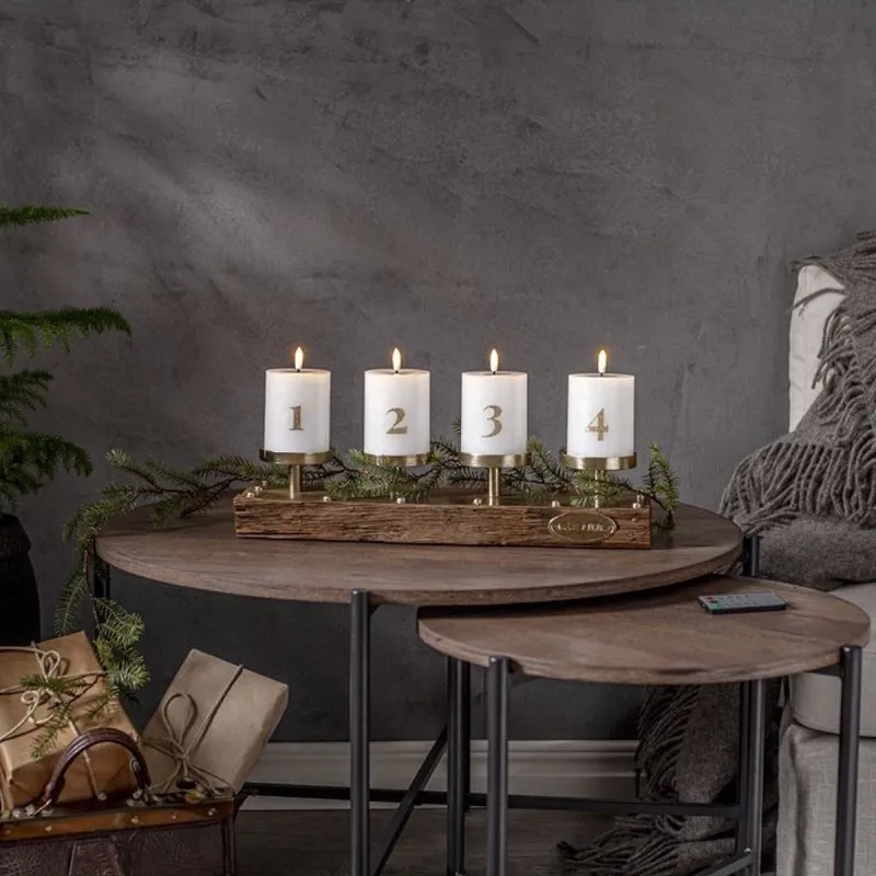 Zestaw 4x świeca woskowa LED filarowa FLAMME ADVENT 12,5cm z pilotem na baterie — zdjęcie 12