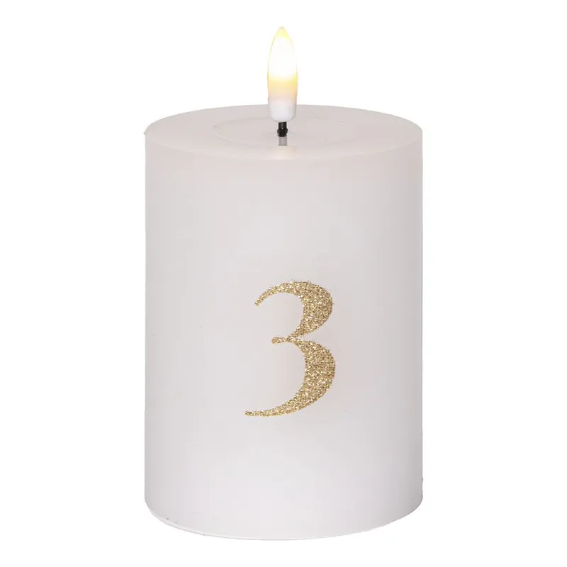 Zestaw 4x świeca woskowa LED filarowa FLAMME ADVENT 12,5cm z pilotem na baterie — zdjęcie 4