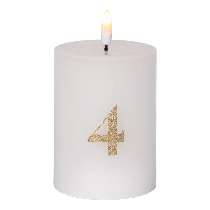 Zestaw 4x świeca woskowa LED filarowa FLAMME ADVENT 12,5cm z pilotem na baterie — zdjęcie 5