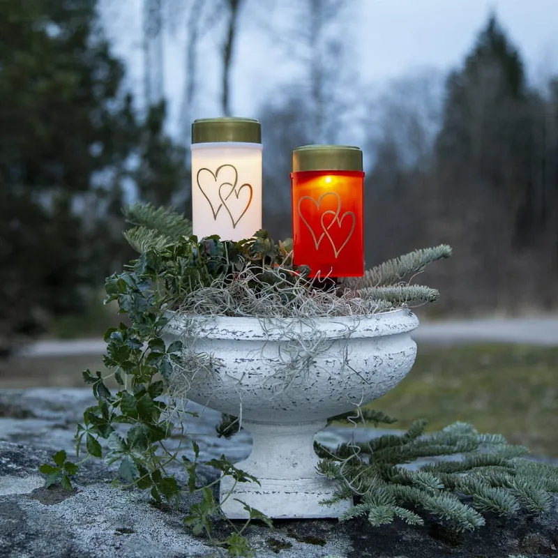 Znicz LED solarny HEARTY Czerwony IP44 — zdjęcie 3