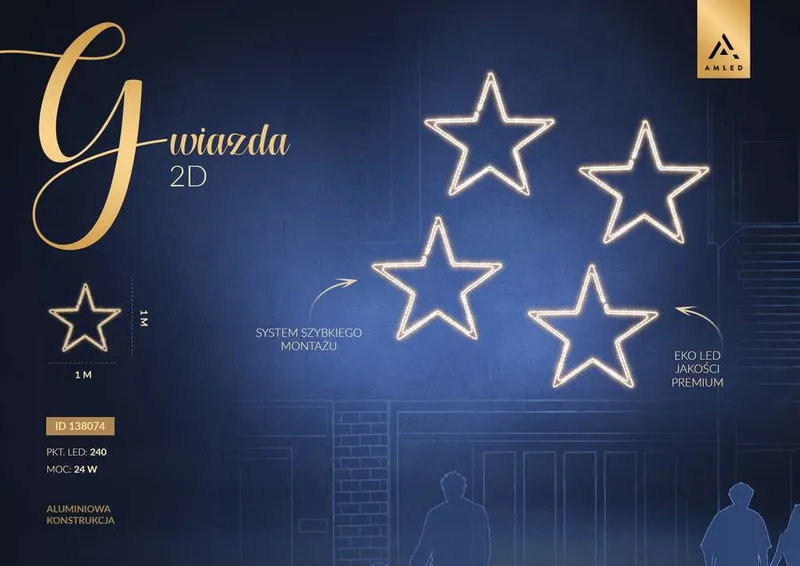Iluminacja dekoracja LED Gwiazda 2D 100 cm AM-138074 — zdjęcie 2
