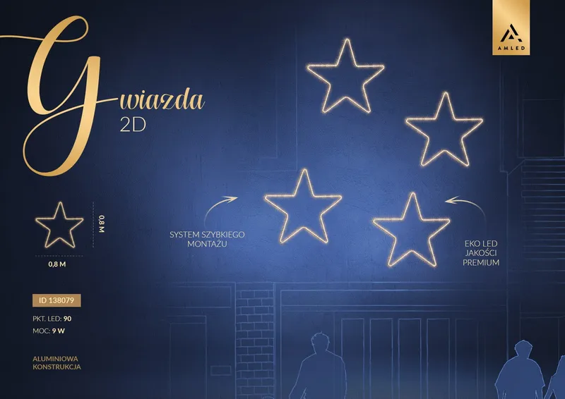 Iluminacja dekoracja LED Gwiazda 2D 80 cm AM-138079 — zdjęcie 2
