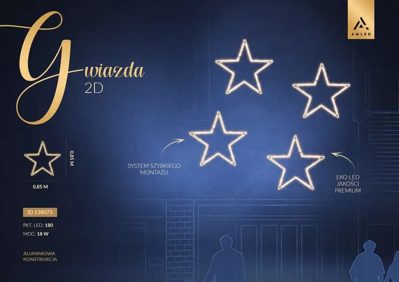 Iluminacja dekoracja LED Gwiazda 2D 85 cm AM-138073 — zdjęcie 2
