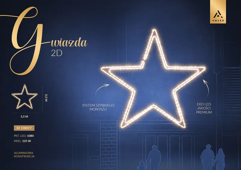 Iluminacja dekoracja elewacyjna LED Gwiazda 2D 550 cm AM-138077 — zdjęcie 2