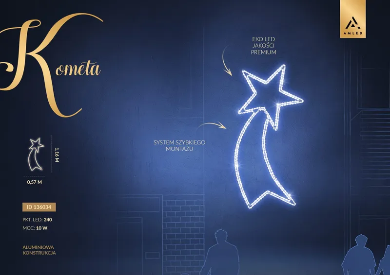 Iluminacja dekoracja elewacyjna LED Kometa 2D 116 cm AM-136034 — zdjęcie 2