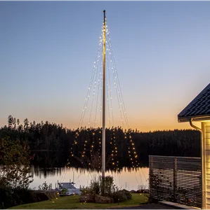 Lampki LED 500 diod z pierścieniem 10 linii x 10m Białe Ciepłe 2700k FLAGPOLE