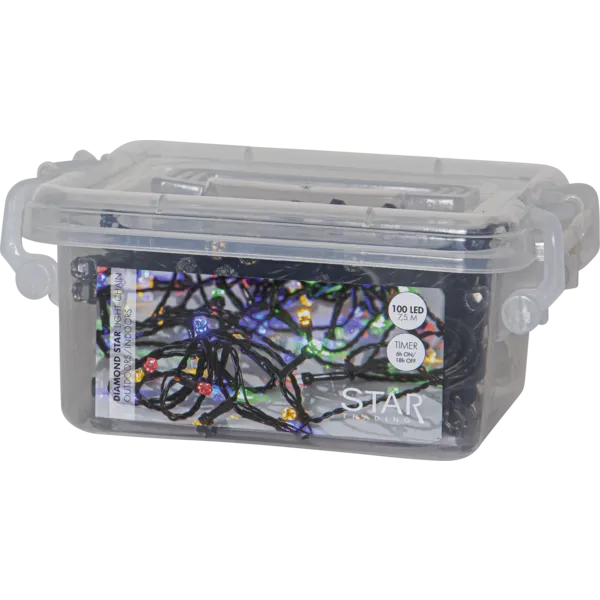 Lampki choinkowe LED 100 diod 7,5m Multikolor DIAMOND STAR timer — zdjęcie 3