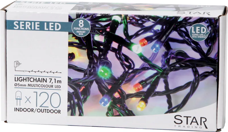 Lampki choinkowe LED 120 diod 7,1m Multikolor sterownik 8 funkcji — zdjęcie 3
