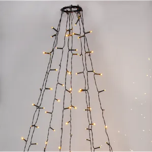 Lampki choinkowe LED 360 diod z pierścieniem 8 linii białe ciepłe 1900k