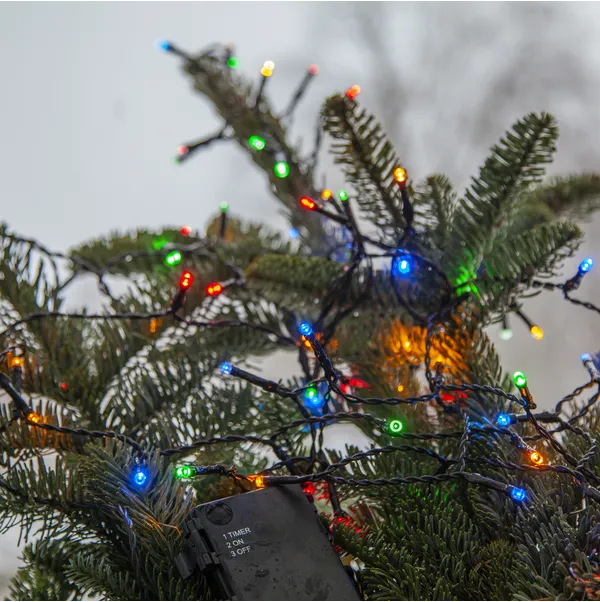 Lampki choinkowe LED 40 diod 2,8m na baterie timer Multikolor IP44 — zdjęcie 3
