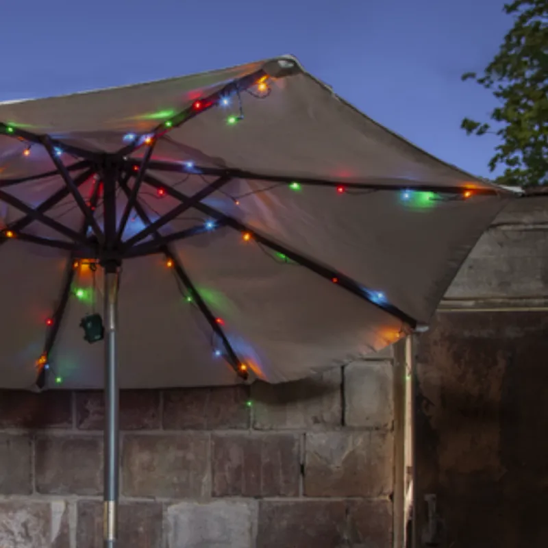 Lampki choinkowe LED 64 diody 8 linii na baterie z timerem Multikolor IP44 — zdjęcie 4