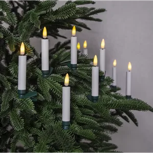 Lampki choinkowe Led FLAMME 10 świeczek bezprzewodowych na baterie z pilotem białe ciepłe