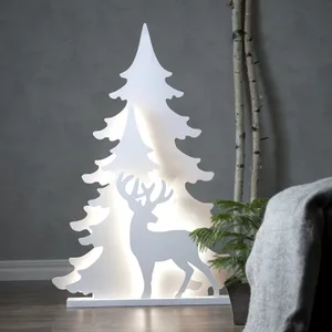 Scenka świąteczna drewniana choinki i jeleń Led GRANDY 110cm