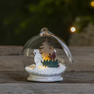 Bombka szklana kula z podświetleniem Led FOREST FRIENDS na baterie